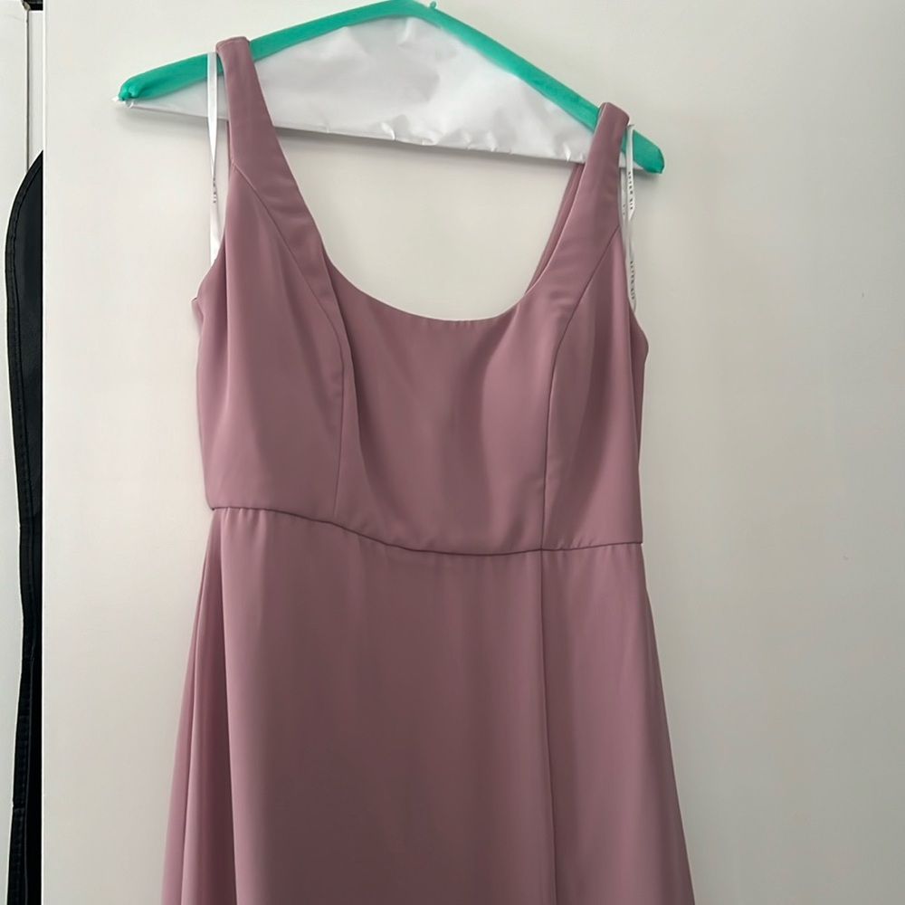 Dessy Scoop Neck Dusty Rose Bridesmaid Dress